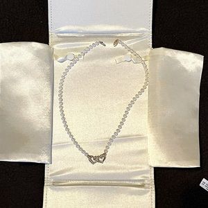 14K Pearl and Diamond Locking Heart Necklace